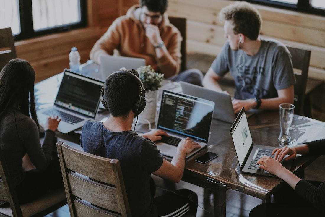 Consultants working with a client
